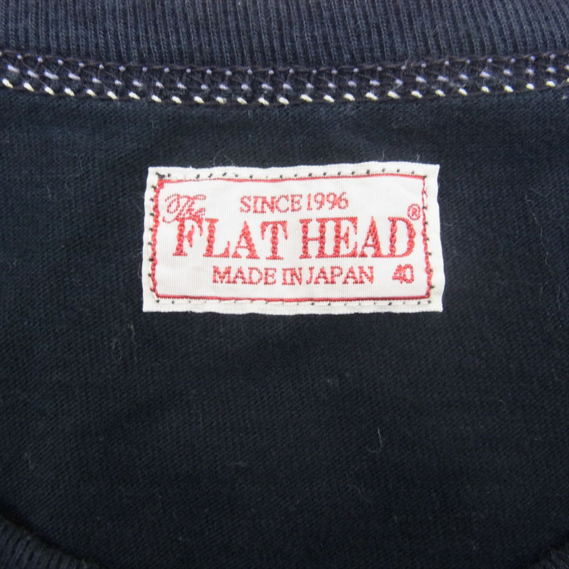 THE FLAT HEAD ザフラットヘッド バックロゴプリント クルーネック 半袖 Tシャツ ブラック系 40【中古】