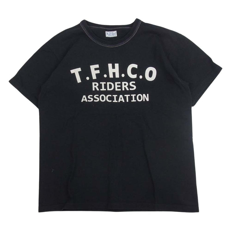 THE FLAT HEAD ザフラットヘッド TFHCO RIDERS ASSOCIATION ロゴプリント クルーネック 半袖 Tシャツ ブラック系 40【中古】