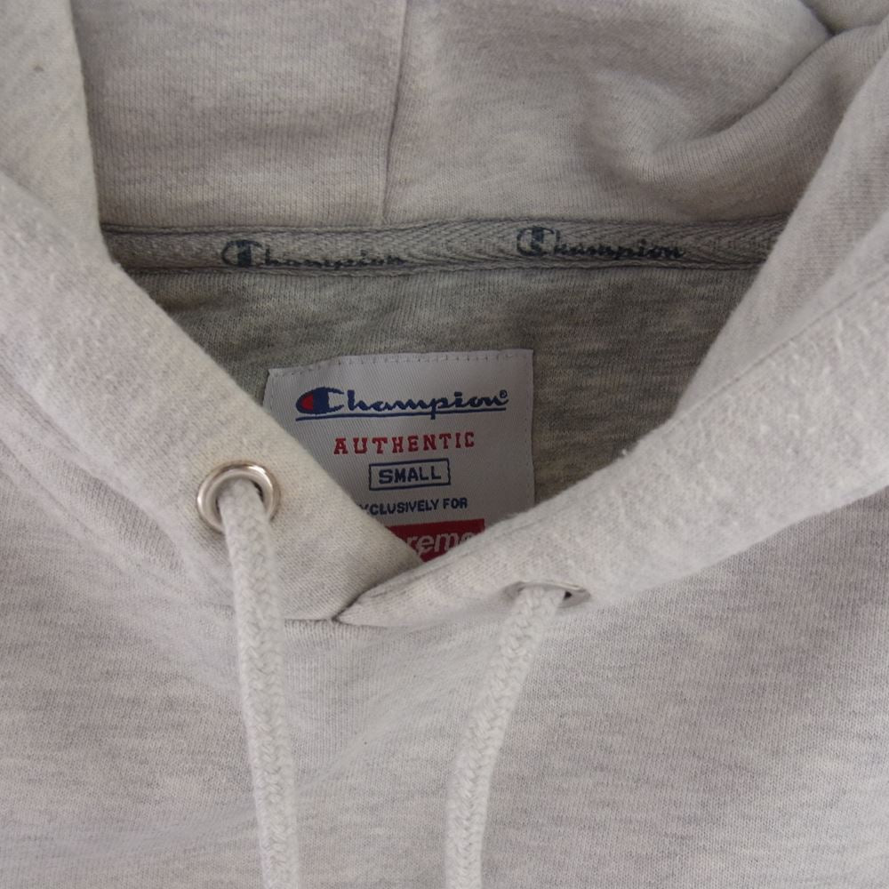 Supreme シュプリーム 18AW × Champion チャンピオン Label Hooded Sweatshirt ラベル フーデッド スウェット パーカー グレー系 S【中古】