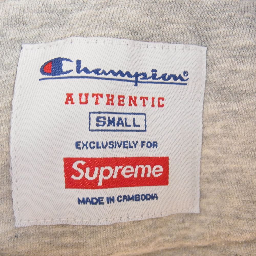 Supreme シュプリーム 18AW × Champion チャンピオン Label Hooded Sweatshirt ラベル フーデッド スウェット パーカー グレー系 S【中古】