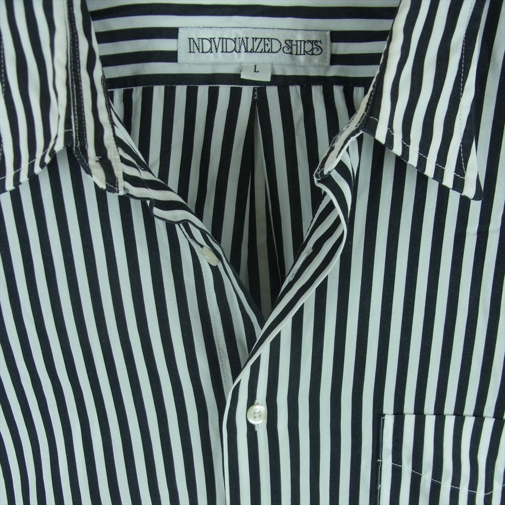 INDIVIDUALIZED SHIRTS インディビジュアライズドシャツ ストライプ ドレスシャツ 長袖 シャツ ブラック系 ホワイト系 L【中古】