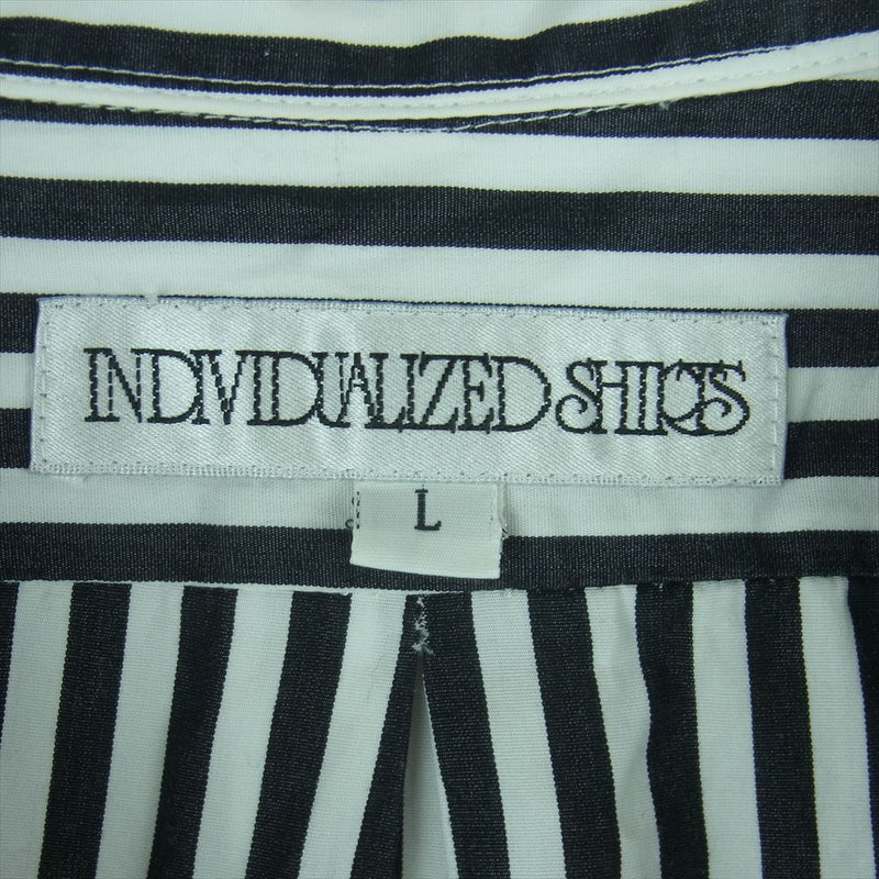 INDIVIDUALIZED SHIRTS インディビジュアライズドシャツ ストライプ ドレスシャツ 長袖 シャツ ブラック系 ホワイト系 L【中古】