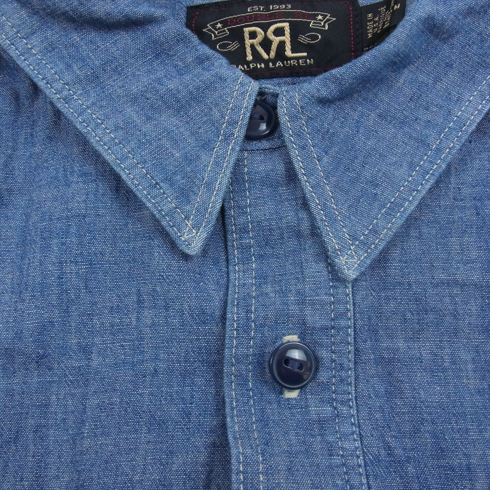 RRL ダブルアールエル デニム シャンブレー 長袖 シャツ ブルー系 M【中古】