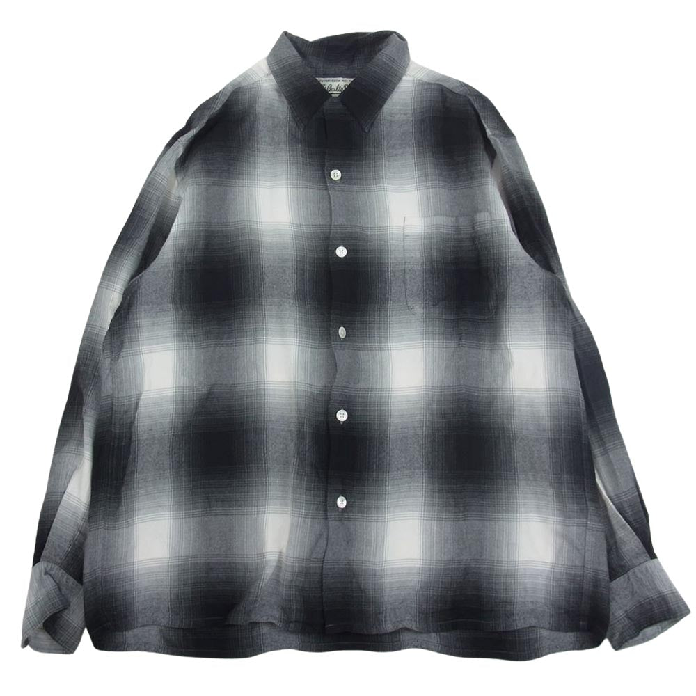 WACKO MARIA ワコマリア オンブレチェック レーヨン シャツ ブラック系 ホワイト系 グレー系 L【中古】