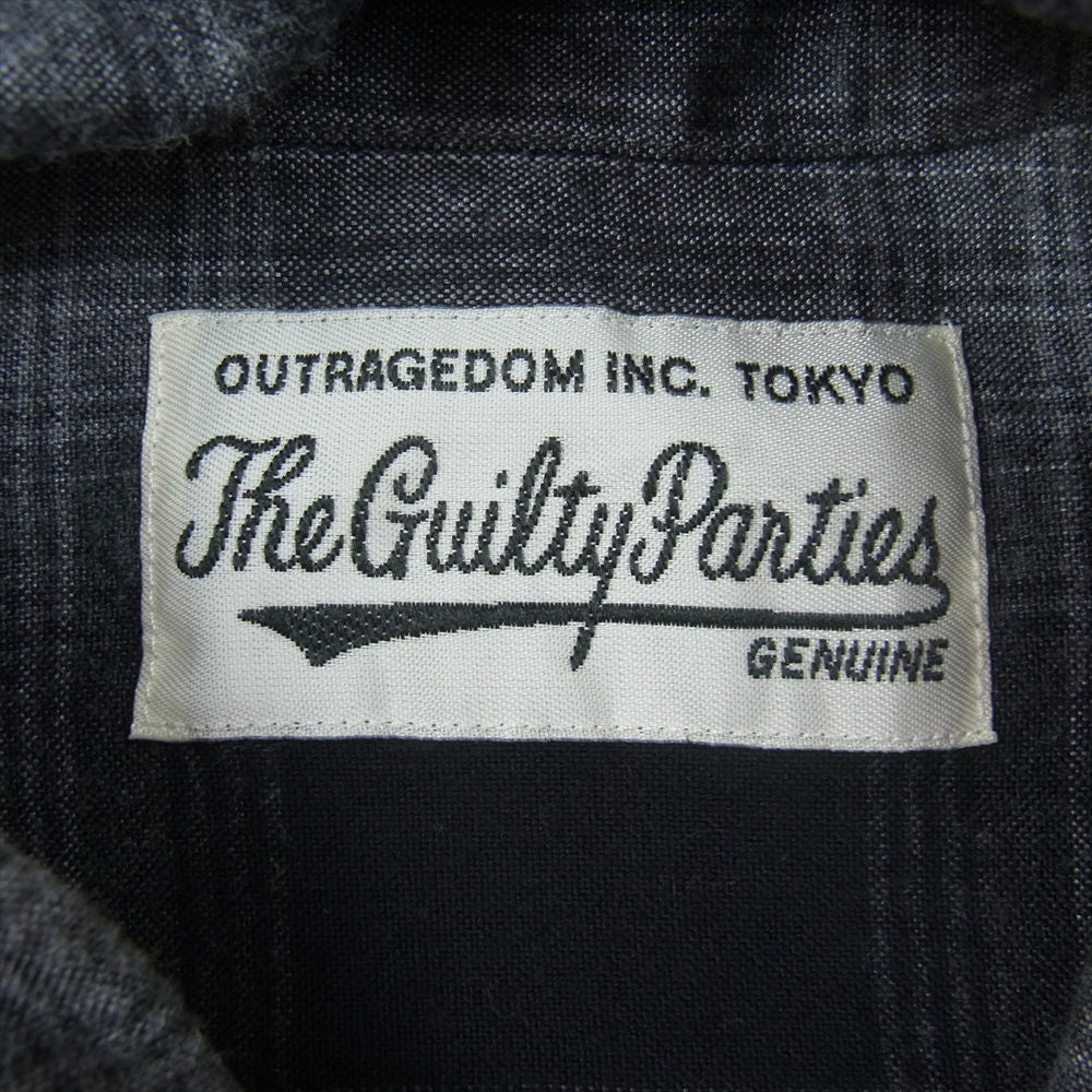 WACKO MARIA ワコマリア オンブレチェック レーヨン シャツ ブラック系 ホワイト系 グレー系 L【中古】