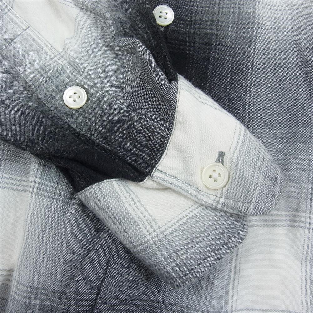 WACKO MARIA ワコマリア オンブレチェック レーヨン シャツ ブラック系 ホワイト系 グレー系 L【中古】