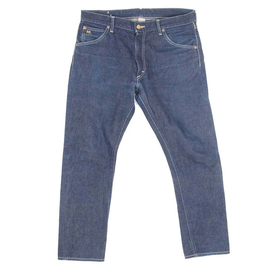 RRL ダブルアールエル 国内正規品 USA製 5P 5ポケット ハラコパッチ ストレート デニムパンツ ジーンズ インディゴブルー系 33【中古】