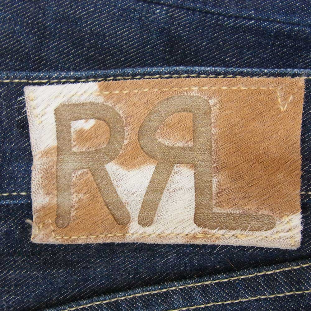 RRL ダブルアールエル 国内正規品 USA製 5P 5ポケット ハラコパッチ ストレート デニムパンツ ジーンズ インディゴブルー系 33【中古】 RRL ダブルアールエル 国内正規品 USA製 5P 5ポケット ハラコパッチ