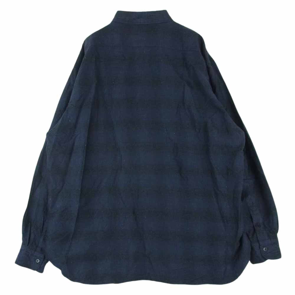 COMOLI コモリ 21AW U03-02010 ウール シルク チェック ワーク シャツ 長袖 日本製 ネイビー系【中古】