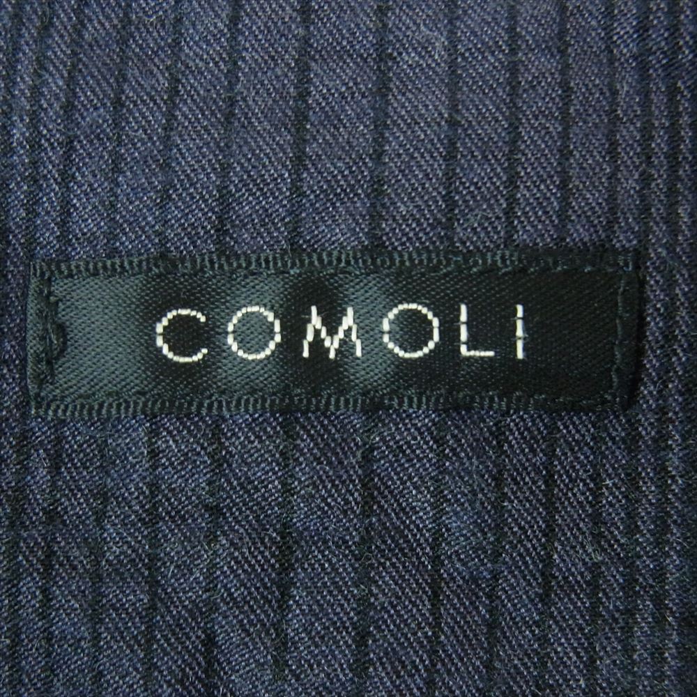 COMOLI コモリ 21AW U03-02010 ウール シルク チェック ワーク シャツ 長袖 日本製 ネイビー系【中古】