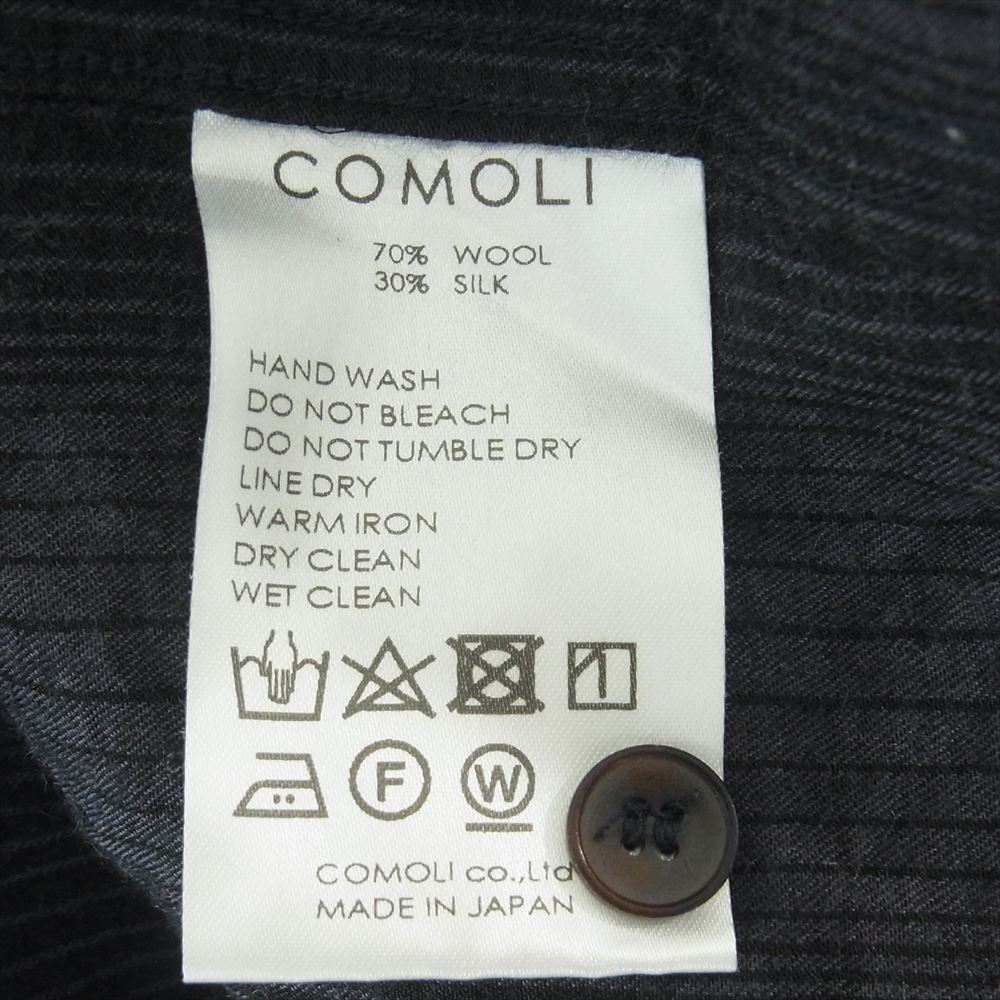 COMOLI コモリ 21AW U03-02010 ウール シルク チェック ワーク シャツ 長袖 日本製 ネイビー系【中古】