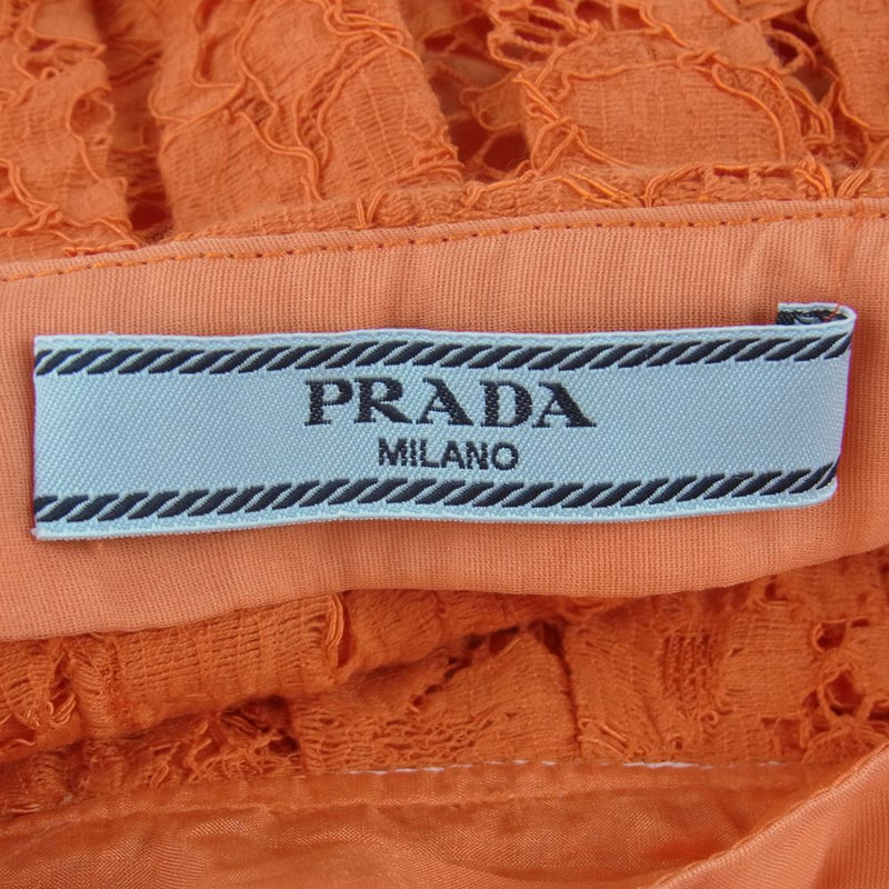 PRADA プラダ 000ET-Z0CTJ-00009 レース スカート ライナー付き イタリア製 オレンジ系 38【中古】