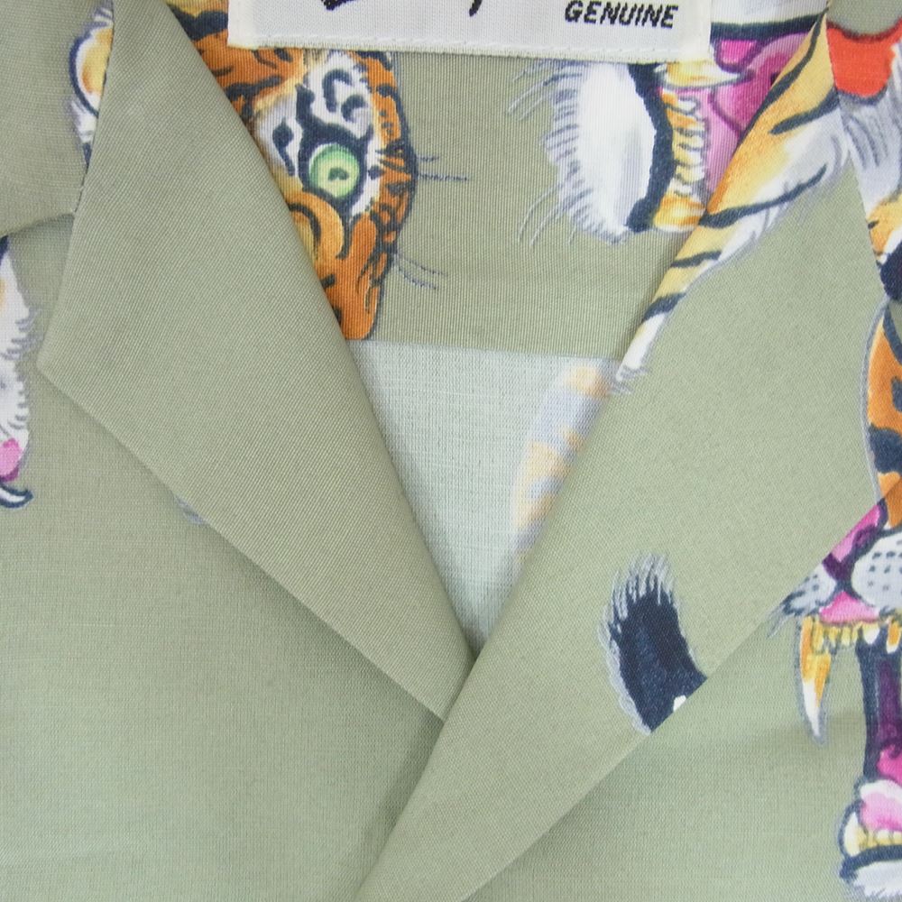 WACKO MARIA ワコマリア TIM LEHI ティムリーハイ HAWAIIAN SHIRT 虎 タイガー 総柄 ハワイアンシャツ アロハシャツ グリーン系 XS【中古】