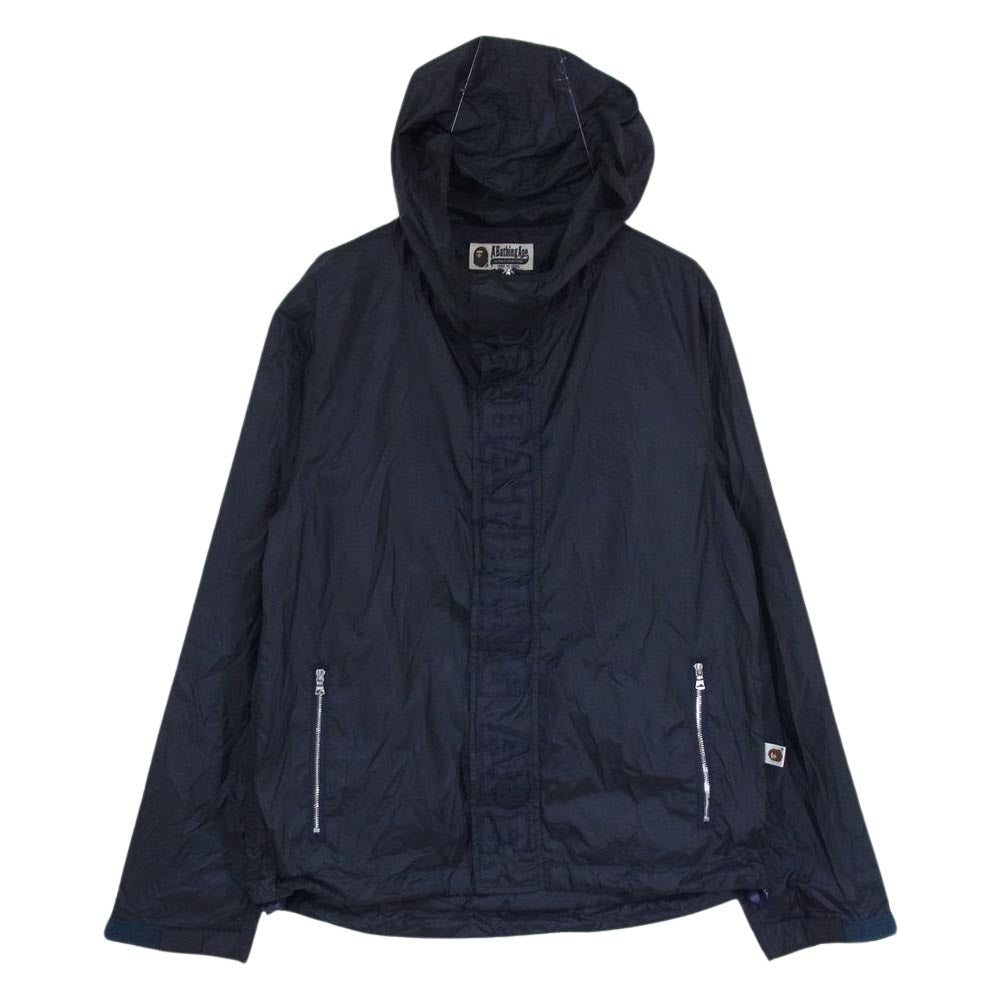 A BATHING APE アベイシングエイプ 001LJ0801005X センターロゴ ナイロン ジャケット ネイビー系 S【中古】