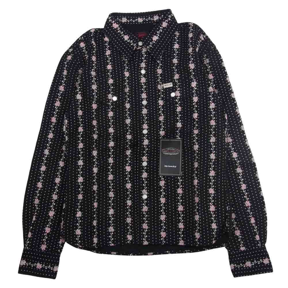 R.J.B アールジェイビー 総花柄 ウエスタン 長袖 シャツ ブラック ブラック系 36【新古品】【未使用】【中古】