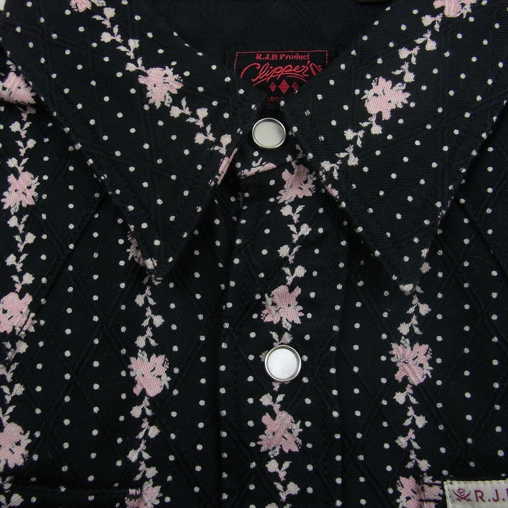 R.J.B アールジェイビー 総花柄 ウエスタン 長袖 シャツ ブラック ブラック系 36【新古品】【未使用】【中古】