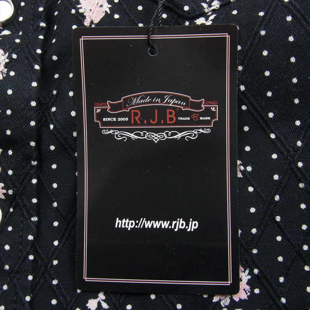 R.J.B アールジェイビー 総花柄 ウエスタン 長袖 シャツ ブラック ブラック系 36【新古品】【未使用】【中古】