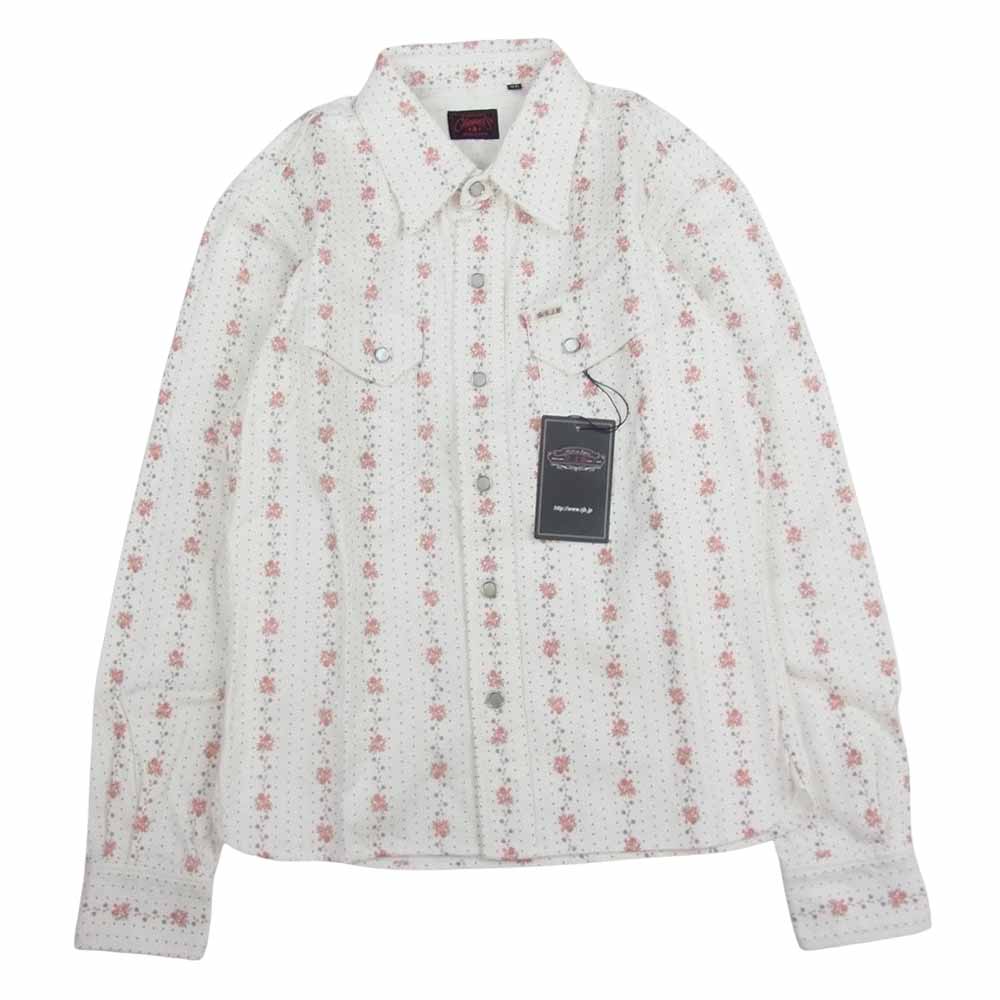 R.J.B アールジェイビー 総花柄 ウエスタン 長袖 シャツ ホワイト オフホワイト系 36【新古品】【未使用】【中古】