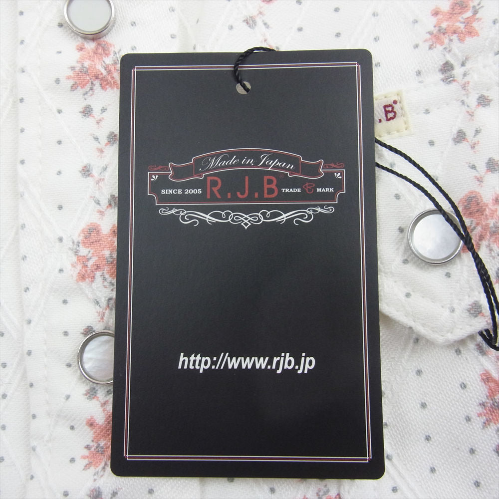 R.J.B アールジェイビー 総花柄 ウエスタン 長袖 シャツ ホワイト オフホワイト系 36【新古品】【未使用】【中古】