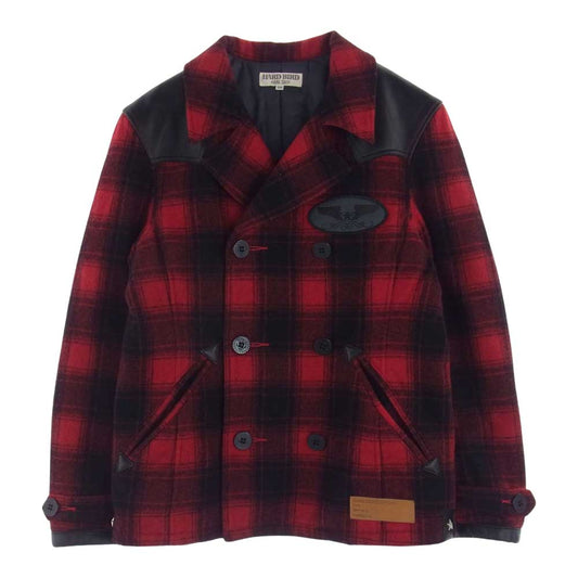 THE FLAT HEAD ザフラットヘッド HARDBIRD ウール ダブル ジャケット レッド系 ブラック系 36【美品】【中古】