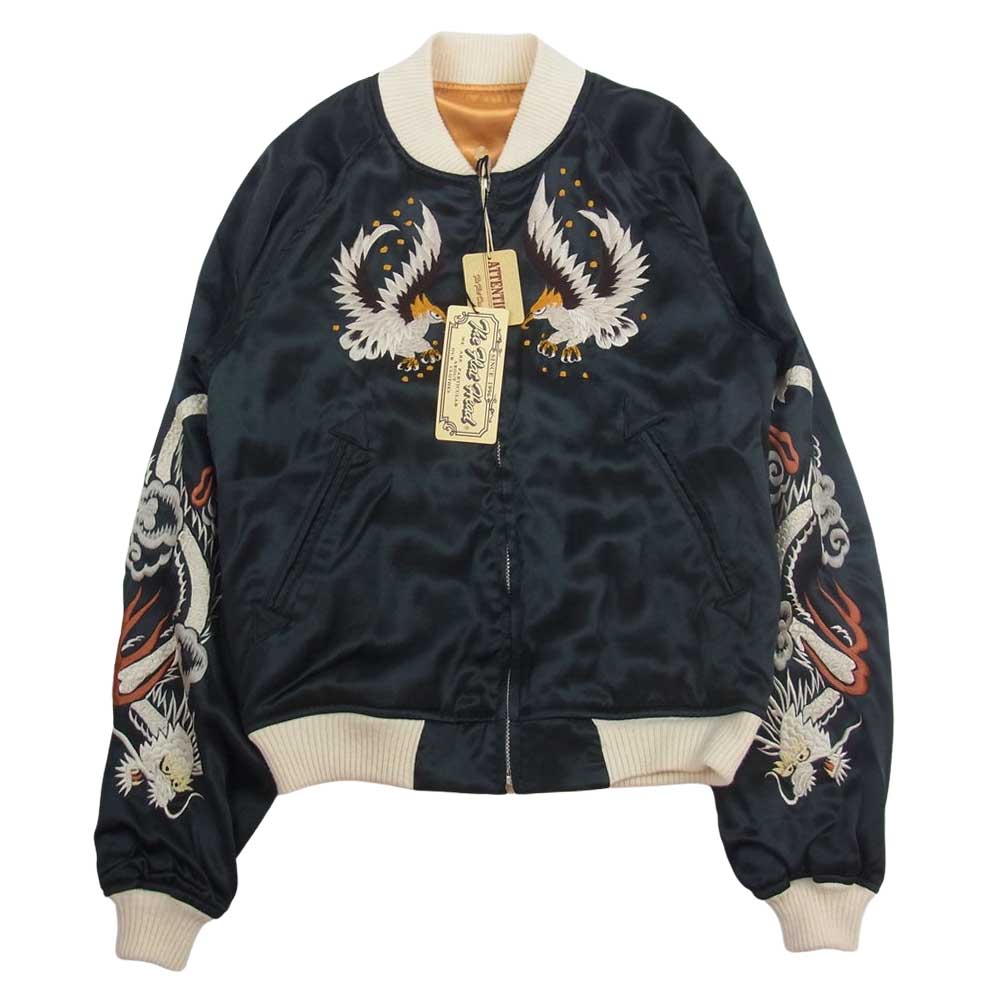 THE FLAT HEAD ザフラットヘッド 鷹虎 サテン×サテン リバーシブル スカジャン サテン ジャンパー ジャケット グリーン系【美品】【中古】