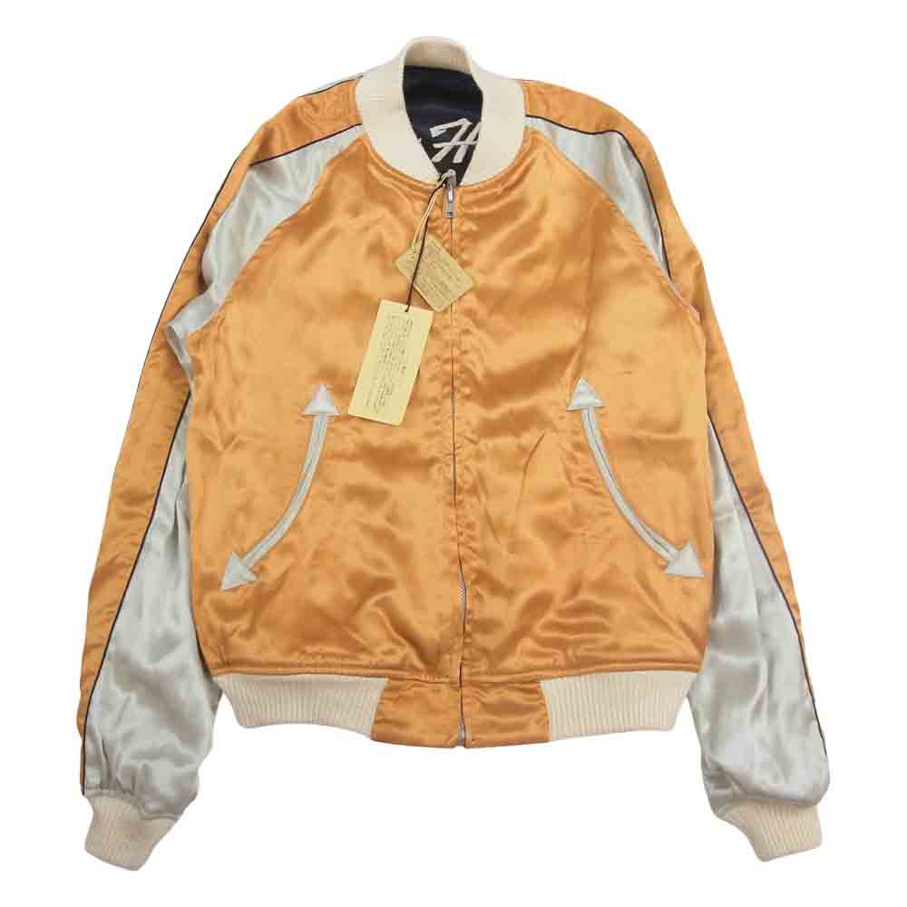 THE FLAT HEAD ザフラットヘッド 鷹虎 サテン×サテン リバーシブル スカジャン サテン ジャンパー ジャケット グリーン系【美品】【中古】