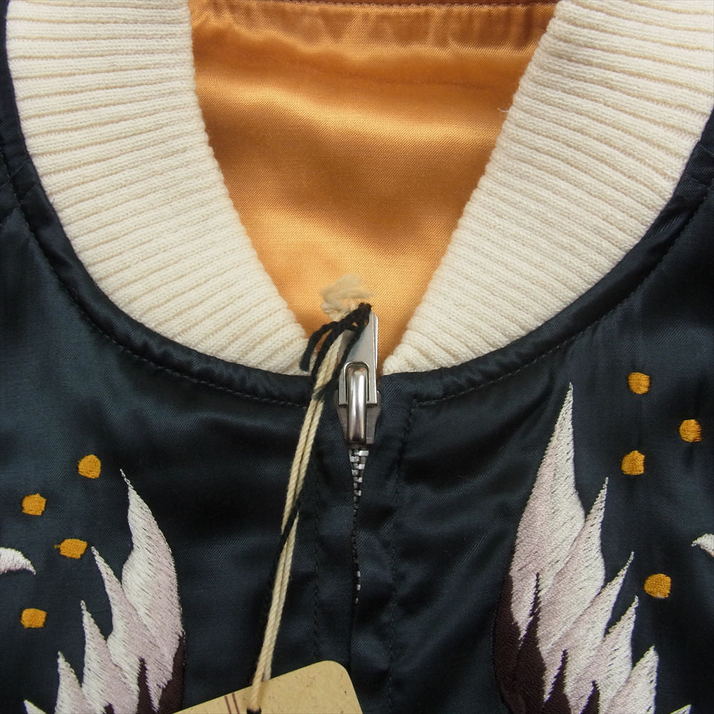 THE FLAT HEAD ザフラットヘッド 鷹虎 サテン×サテン リバーシブル スカジャン サテン ジャンパー ジャケット グリーン系【美品】【中古】