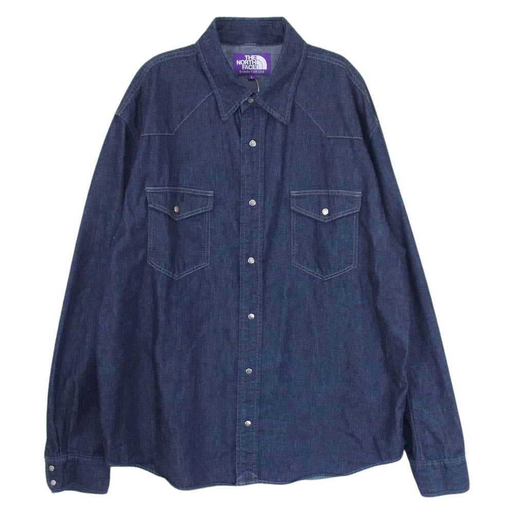 THE NORTH FACE ノースフェイス NT3759N PURPLE LABEL パープルレーベル Denim Ranch Shirt デニム ランチ シャツ インディゴブルー系 L【中古】