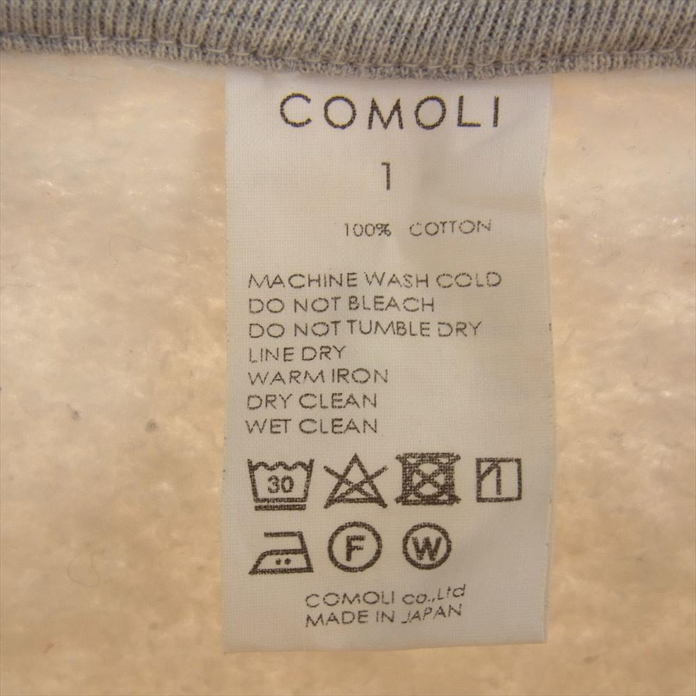 COMOLI コモリ 21SS T01-05002 コットン 吊裏毛 クルーネック スウェット トレーナー グレー系 1【中古】