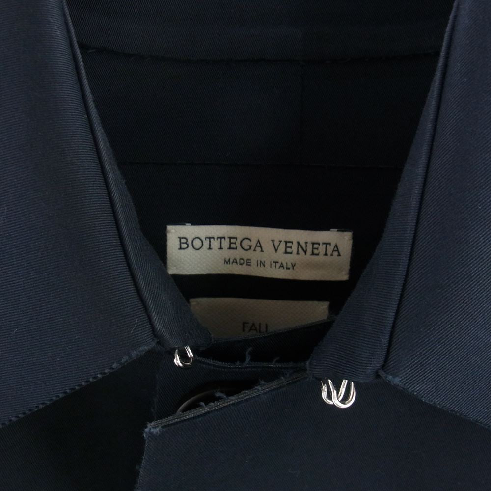 BOTTEGAVENETA ボッテガヴェネタ 19AW イタリア製 トライアングルバックルベルト ロング ステンカラーコート ネイビー系 46【中古】