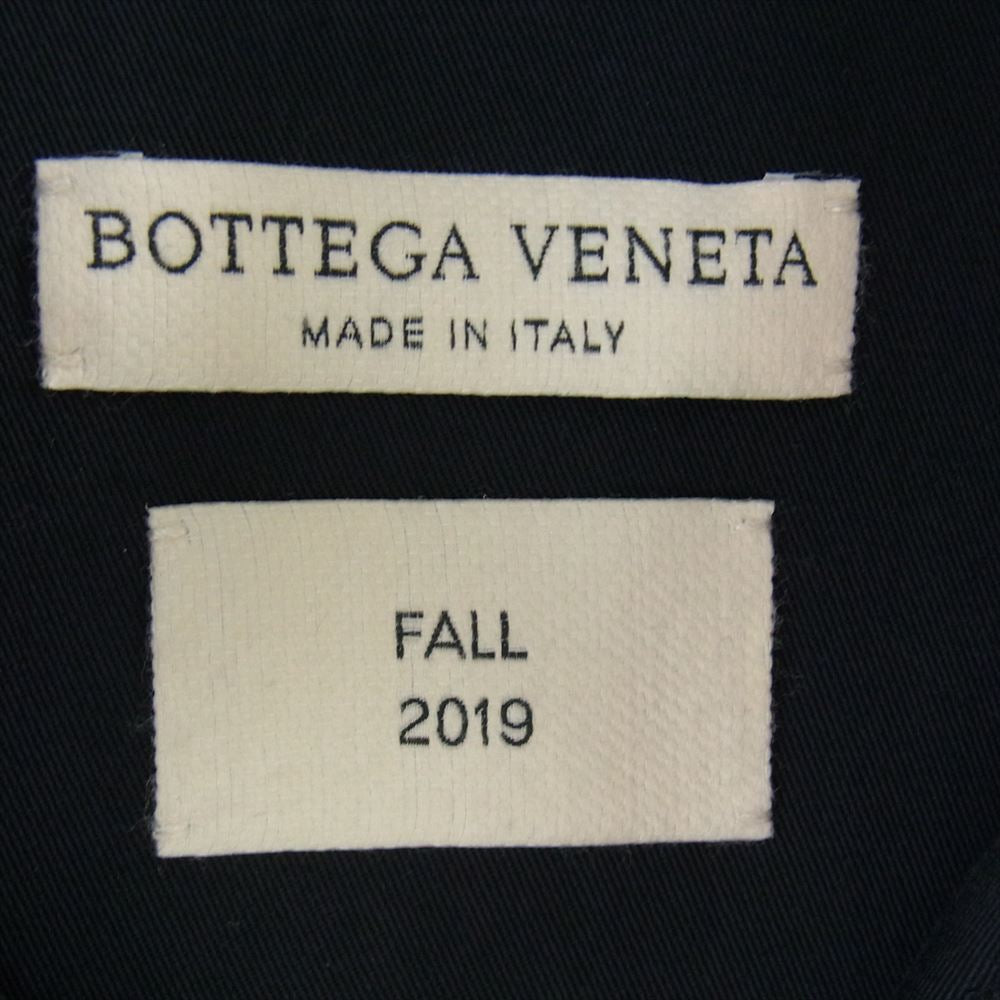 BOTTEGAVENETA ボッテガヴェネタ 19AW イタリア製 トライアングルバックルベルト ロング ステンカラーコート ネイビー系 46【中古】