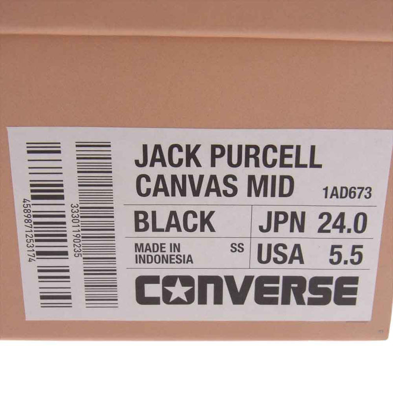 CONVERSE コンバース 1AD673 ADDICT アディクト JACK PURCELL CANVAS MID ジャックパーセル キャンバス ミッドカット スニーカー ホワイト系 ブラック系 24cm【中古】