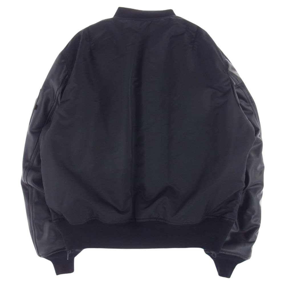 ALPHA アルファ フェイクレザースリーブ MA1 フライト ボンバー ジャケット ブラック系 XL【美品】【中古】
