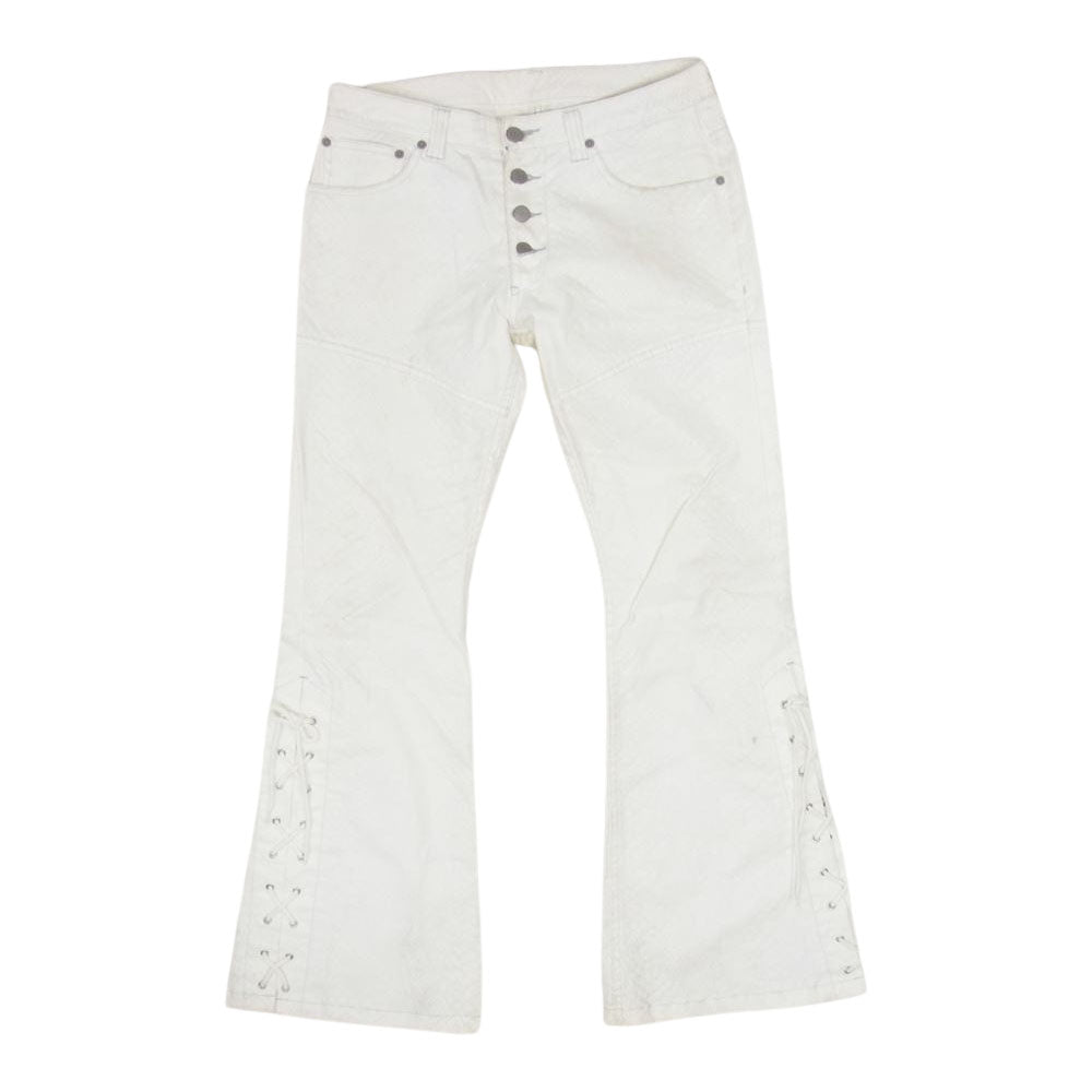 TORNADO MART トルネードマート TPT-6231 編み上げ レースアップ ジョッパーズ ブーツカット フレア パイソン柄 パンツ ホワイト系 M【中古】