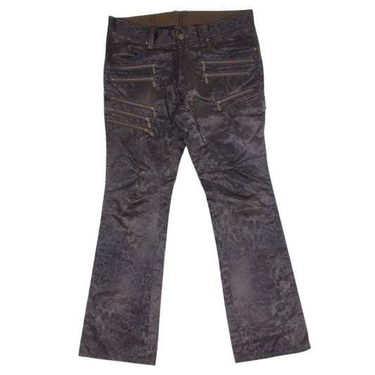 TORNADO MART トルネードマート 10ZIP サテン レオパード ブーツ カット パンツ ブラウン系 L【中古】