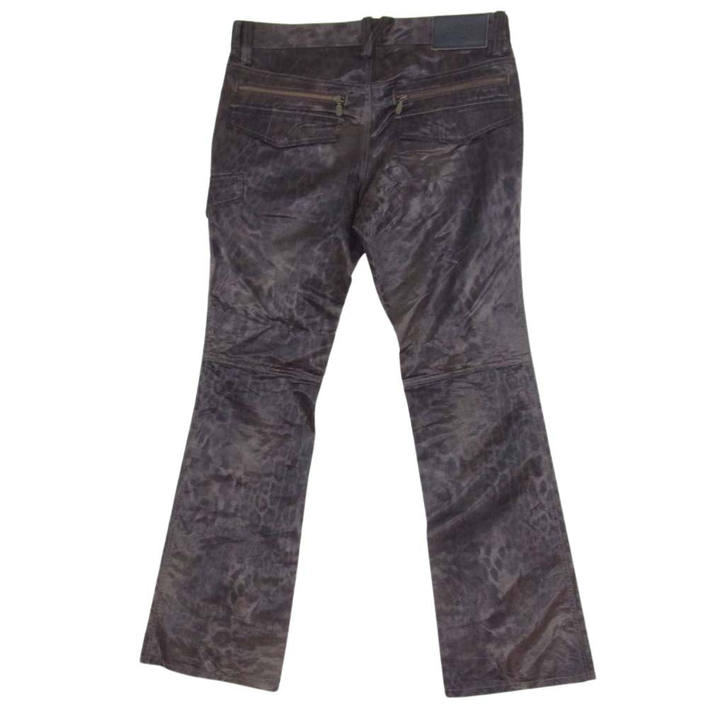 TORNADO MART トルネードマート 10ZIP サテン レオパード ブーツ カット パンツ ブラウン系 L【中古】