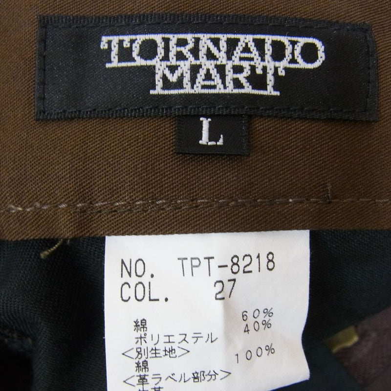 TORNADO MART トルネードマート 10ZIP サテン レオパード ブーツ カット パンツ ブラウン系 L【中古】