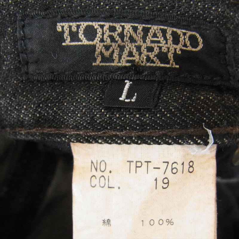 TORNADO MART トルネードマート TPT-7618 製品加工 裾ジップ スタッズ ブーツカット バイカー デニム パンツ ブラック系 L