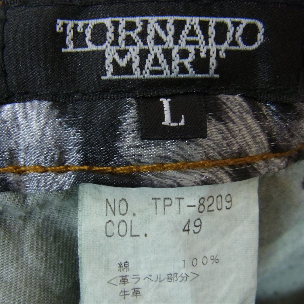 TORNADO MART トルネードマート TPT-8209 ダメージ加工 ラインストーン 唐草刺繍 ベルボトム ブーツカット フレア デニム パンツ インディゴブルー系 L【中古】