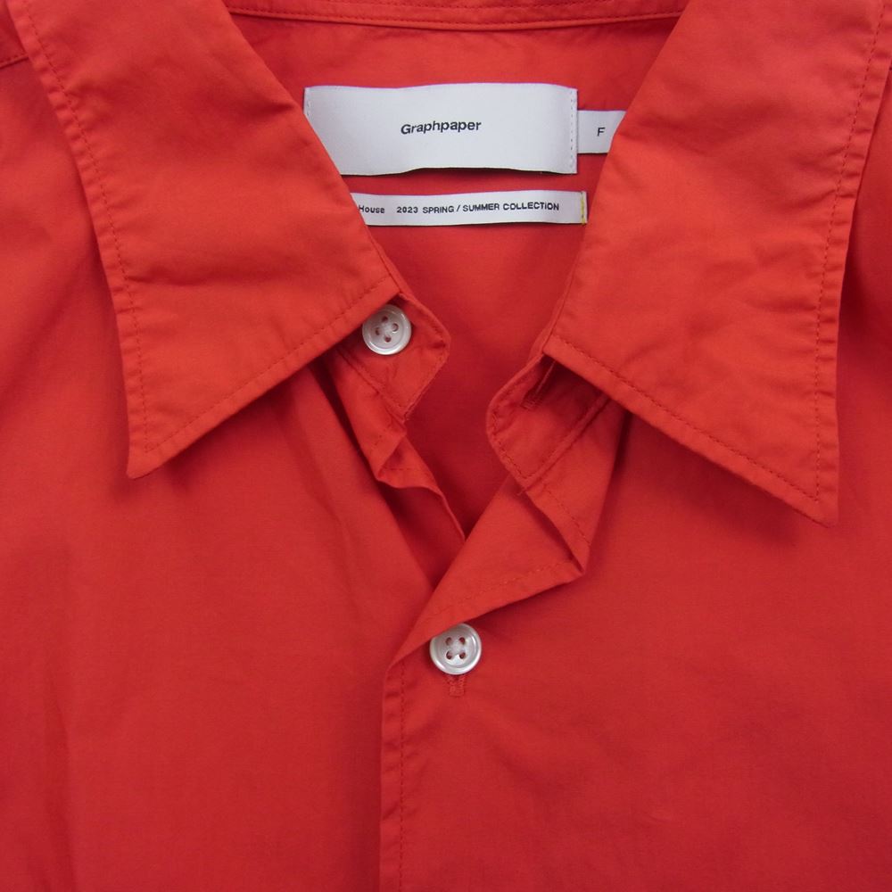 GRAPHPAPER グラフペーパー 23SS GM231-50080C BROAD L/S OVERSIZED REGULAR COLLAR SHIRT ブロード ロングスリーブ オーバーサイズ 長袖 シャツ レッド レッド系 F【中古】