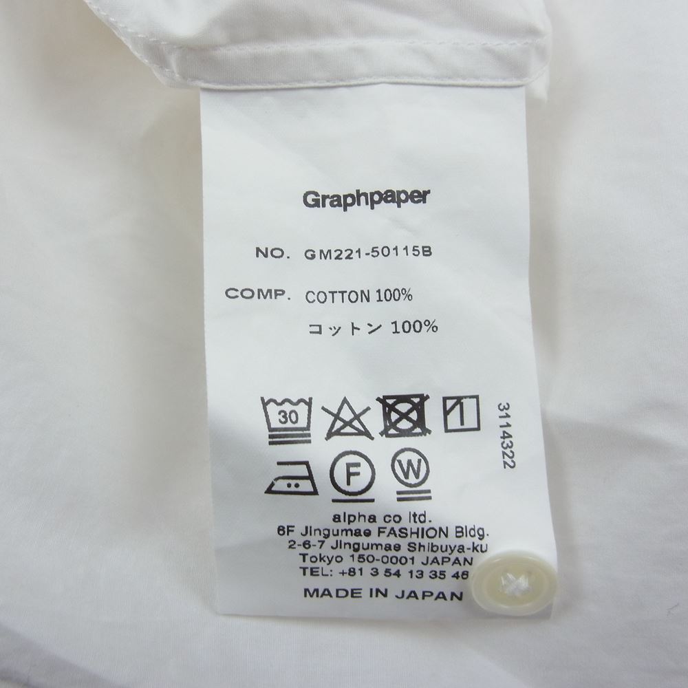 GRAPHPAPER グラフペーパー 22SS GM221-50115B  BROAD L/S OVERSIZED REGULAR COLLAR SHIRT オーバーサイズ レギュラーカラー 長袖 シャツ ホワイト系 F【中古】