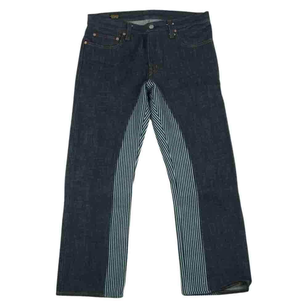 児島ジーンズ KG10-1059 10thアニバーサリー 21oz モンキーコンボ パンツ デニム ヒッコリー インディゴブルー系 ホワイト系 34【美品】【中古】