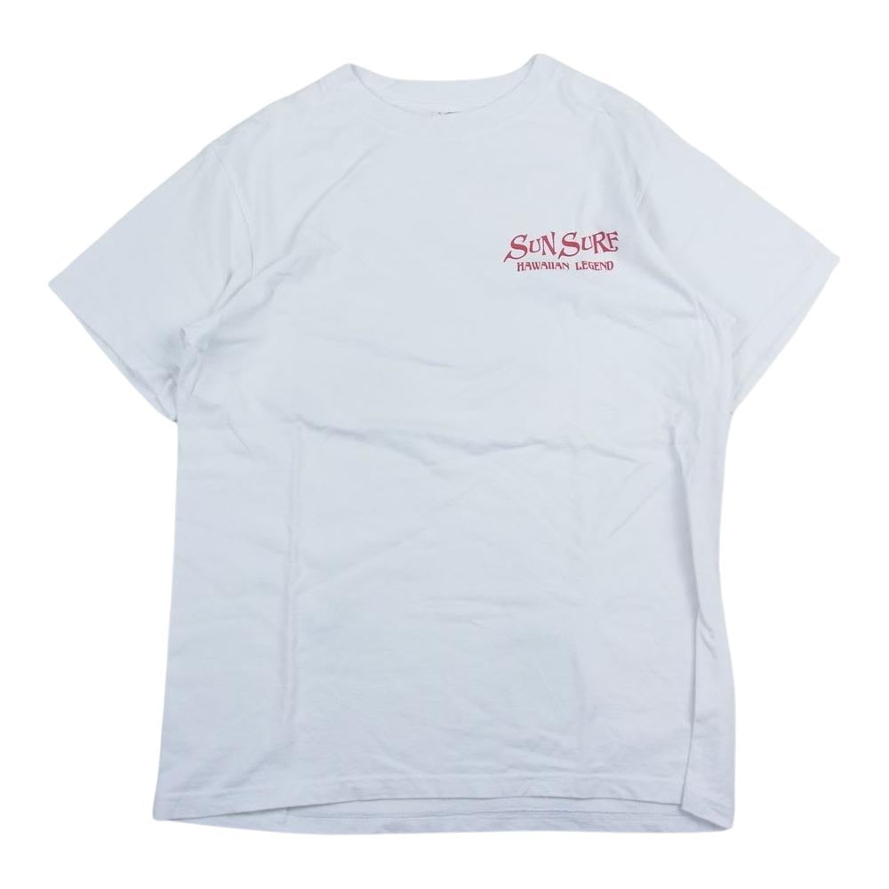 SUN SURF サンサーフ 百虎 プリント 半袖 Tシャツ ホワイト系 L【中古】