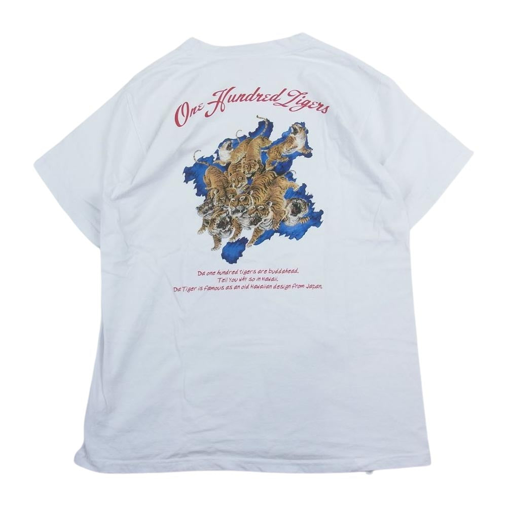 SUN SURF サンサーフ 百虎 プリント 半袖 Tシャツ ホワイト系 L【中古】