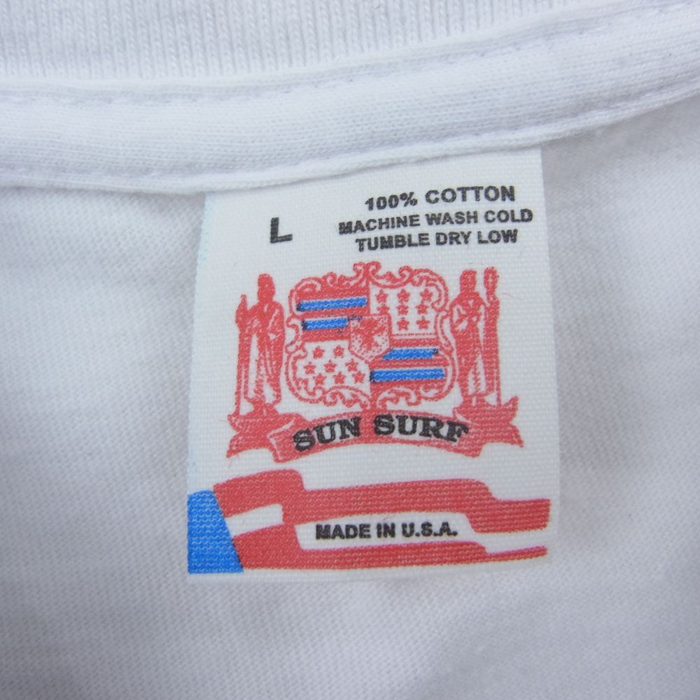 SUN SURF サンサーフ 百虎 プリント 半袖 Tシャツ ホワイト系 L【中古】