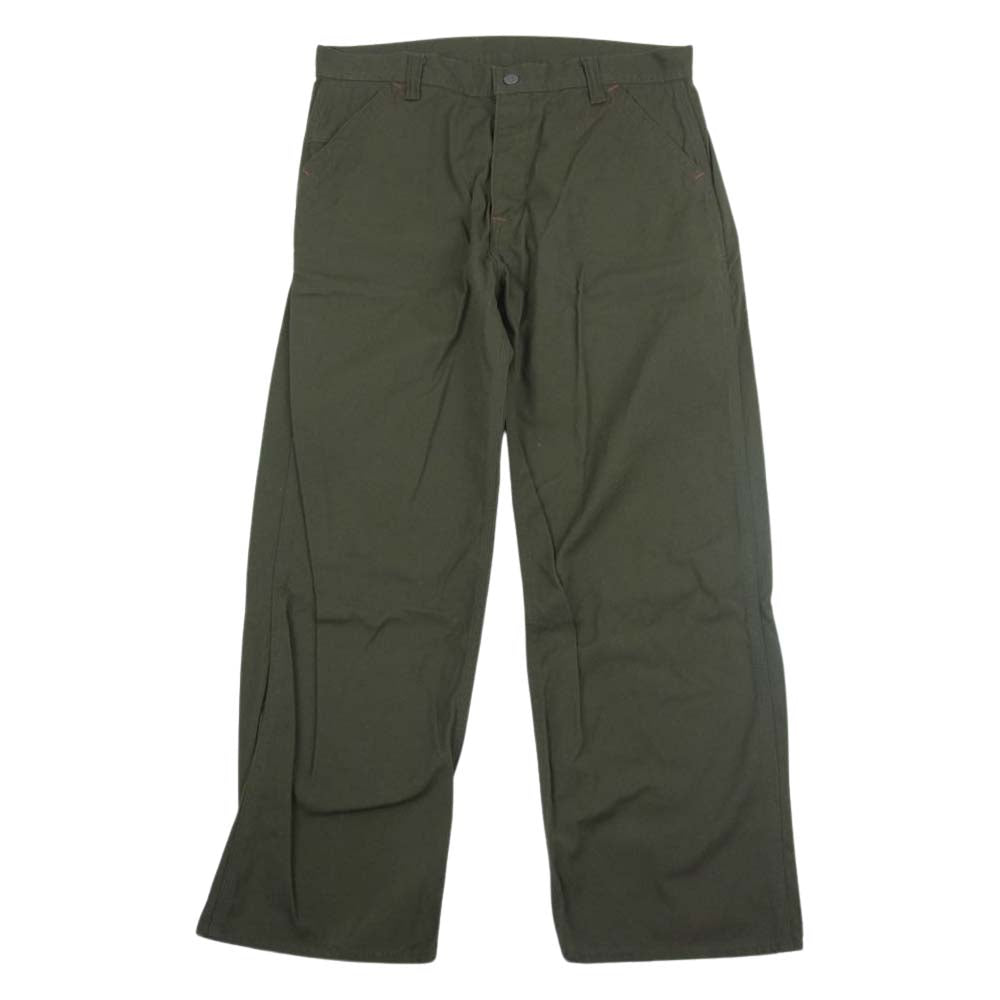 THE FLAT HEAD ザフラットヘッド フライボタン ミリタリー チノ ワーク パンツ カーキ系 L【中古】
