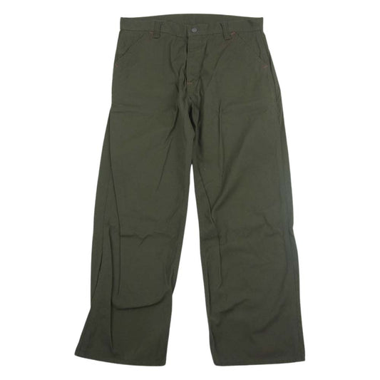 THE FLAT HEAD ザフラットヘッド フライボタン ミリタリー チノ ワーク パンツ カーキ系 L【中古】