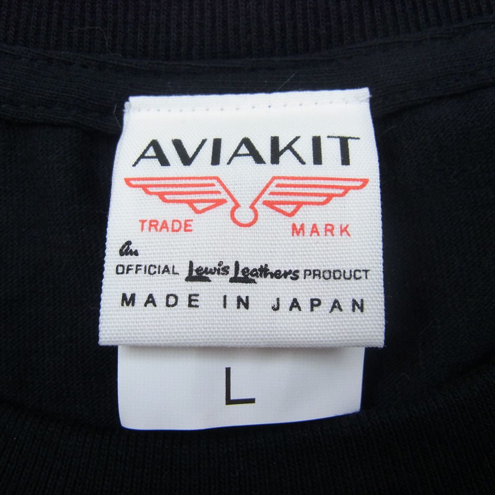 Lewis Leathers ルイスレザー AVIAKIT プリント 長袖 Tシャツ ブラック系 L【中古】