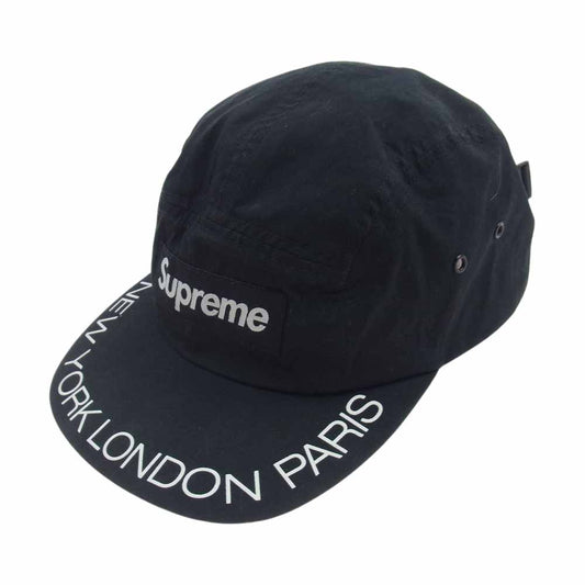 Supreme シュプリーム 18SS  NEWYORK LONDON PARIS CAP ニューヨークロンドン パリ プリント キャンプ キャップ ブラック系【中古】