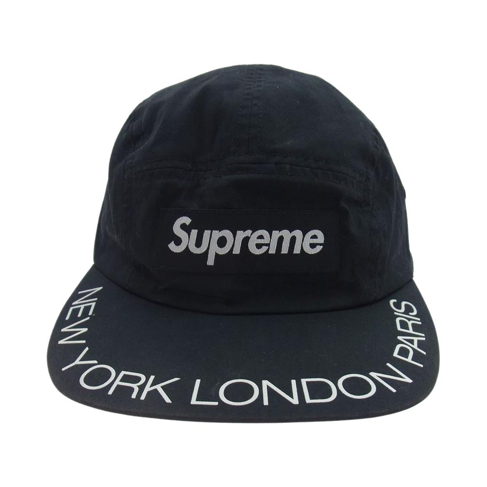 Supreme シュプリーム 18SS  NEWYORK LONDON PARIS CAP ニューヨークロンドン パリ プリント キャンプ キャップ ブラック系【中古】